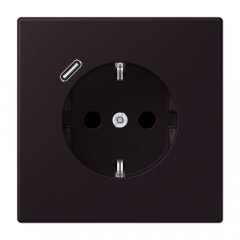 Kontaktligzda SCHUKO 16 A 250 V ~, USB pieslēgvieta 1 x Typ C, ar bērnu drošību, Serie LS, noir d'ivoire