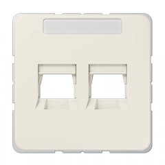 Virsma (ar fiksatoru) modulārai datu rozetei 2-vietīga, UMA-CAT6A, marķējams, termoplasts, Serie CD, ziloņkaula