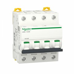 Automātslēdzis (MCB), Acti9 iC60L, 4P, 20A, B līkne, 15000A (IEC/EN 60898-1), 25kA (IEC/EN 60947-2)