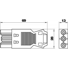 Rozetes Adapteris 3-polīgs, skuvju pievienojums, melns BT-S GST18i3p SW