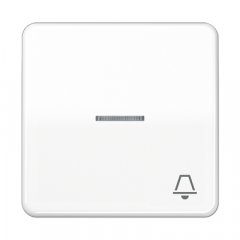 Taustiņs 1-viet, ar indikācijas logu, ar zvana simbolu, duroplasts, Serie CD, balts