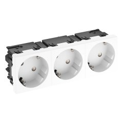 Kontaktligzda 33°, trīsvietīga aizsargkontakts, Connect 45 250V, 10/16A, PC, dzidri balts, 9010 STD-D3SC RW3