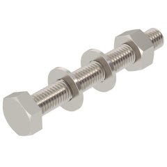 Sešstūra skrūve ar šeibu,uzgriezni un atsperš. M10x80, V4A, 1.4401, 2B