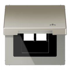 Rozetes vāks ar atsperi, ar simbolu LAN, vertikālā un horizontālā montāža, Serie LS, nerūsējošais tērauds