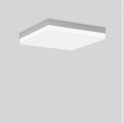 Gaismeklis FLAT SLIM square, 29...42 W, 2950...4550 lm, 830, 840, silver, smart+free Ceiling and wall luminaires, L 430 B 430 H 67, Opal glass