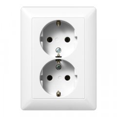 Kontaktligzda dubultā SCHUKO, 16 A 250 V ~, ar bērnu drošību, duroplasts, Serie AS, balts