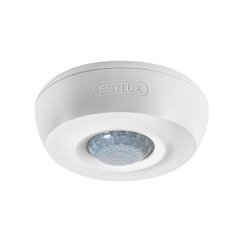 360° surface ceiling-mounted presence detector, approx. range Ø 8 m, zero-cross switching