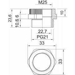 Adapteris PG - M PG21-M25, PA, gaiši pelēks, 7035