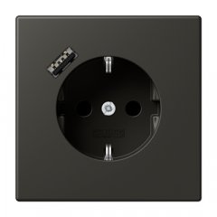 Kontaktligzda SCHUKO 16 A 250 V ~, USB pieslēgvieta 1 x Typ A, ar bērnu drošību, Serie LS, ombre naturelle 59