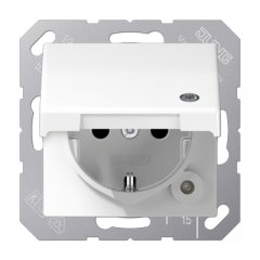 Kontaktligzda SCHUKO, 16 A 250 V ~, ar indikātoru, ar bērnu drošību un vāciņu, duroplasts antimikrob