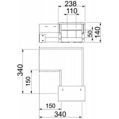 90° līkums priekš BSKH09-K0511 50x110, pelēks BSKH09-B0511