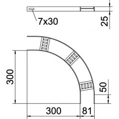 90° līkums ar trapecveida spraišļiem B81mm, Alu, GB