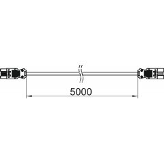 Pagarinājuma kabelis šķersgriezums 3x2.5 mm² L5000mm, melns VL-3Q2.5 H5 SW