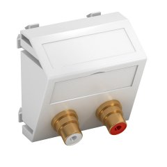 Media adapteris audio tulpe 2x vietīgs, rozete-rozete 45x45mm, PC, dzidri balts, 9010 MTS-2R F RW1