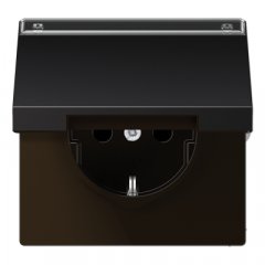 Kontaktligzda SCHUKO, 16 A 250 V ~, marķējams, ar bērnu drošību un vāciņu, Aluminium krāsots, Serie LS, tumša