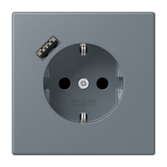 Kontaktligzda SCHUKO 16 A 250 V ~, USB pieslēgvieta 1 x Typ A, ar bērnu drošību, Serie LS, gris 59