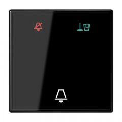 Taustiņš viesnīcām stikla, simbols netraucēt, uzkopt istabu un zvans, Serie LS, melns