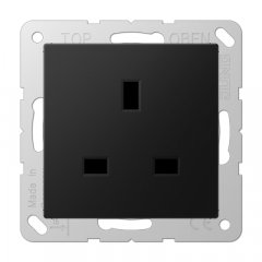 Kontaktligzda 13 A 250 V ~, skrūvju spailes BS 1363-1, 4 mm2, ar bērnu drošību, Serie A, grafītmelns matēts