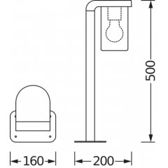 Apgaismes stabiņš ENDURA Classic Cascade 50cm Post E27 Clear