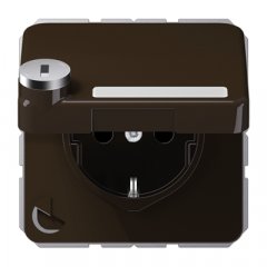 Kontaktligzda SCHUKO, 16 A 250 V ~, ar bērnu drošību un vāciņu, ar drošības slēdzeni, termoplasts, Serie CD, brūns