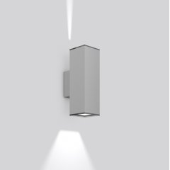 Gaismeklis TECHNO, 6,2 W, 220 lm, 830, silver, on/off Wall luminaires, L 100 B 154 H 311, Transparent glass
