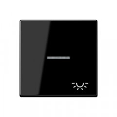 Taustiņs 1-viet, ar indikācijas logu, ar spuldzes simbolu, duroplasts, Serie A, melns