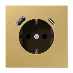Kontaktligzda SCHUKO 16 A 250 V ~, USB pieslēgvieta 1 x Typ A + 1 x Typ C, ar bērnu drošību, Serie LS, misiņš