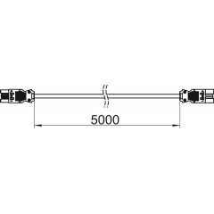 Pagarinājuma kabelis šķersgriezums 3x2.5 mm² L5000mm, melns VL-3Q2.5 5 SW