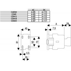 CEM18.10-230V-50/60Hz Palīgkontaktors 7,5kW + NO