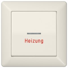 Taustiņs 1-viet, ar indikācijas logu, apkures slēdzim ar uzrakstu, ar rāmi, duroplasts, Serie AS, ziloņkaula