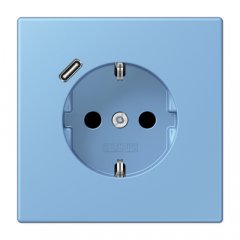 Kontaktligzda SCHUKO 16 A 250 V ~, USB pieslēgvieta 1 x Typ C, ar bērnu drošību, Serie LS, bleu céruléen 59