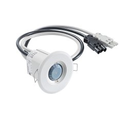 360° recessed ceiling-mounted motion detector, low profile design, range approx. Ø 8 m, remote control, round white, Wieland GST plug