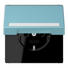 Kontaktligzda SCHUKO, 16 A 250 V ~, marķējams, ar bērnu drošību un vāciņu, termoplasts krāsots, Serie LS, cérulée
