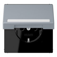 Kontaktligzda SCHUKO, 16 A 250 V ~, marķējams, ar bērnu drošību un vāciņu, termoplasts krāsots, Serie LS, gris cl
