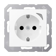 Kontaktligzda JUNG HOME SCHUKO®, 16 A 250 V ~, skrūvju spailes, ar indikātoru, ar bērnu drošību, sniegbalts matēts