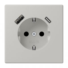Kontaktligzda SCHUKO 16 A 250 V ~, USB pieslēgvieta 1 x Typ A + 1 x Typ C, ar bērnu drošību, Serie LS, gris clair 31