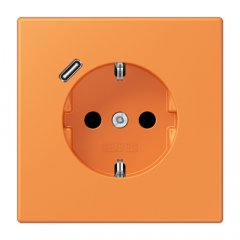 Kontaktligzda SCHUKO 16 A 250 V ~, USB pieslēgvieta 1 x Typ C, ar bērnu drošību, Serie LS, orange clair