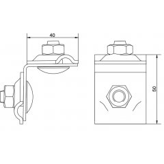 Flancklemme regulējama H=4cm, Rd8-10mm