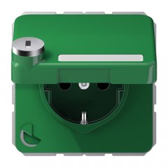 Kontaktligzda SCHUKO, 16 A 250 V ~, ar bērnu drošību un vāciņu, ar drošības slēdzeni, termoplasts, zaļš