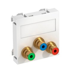 Media adapteris video tulpe 3x vietīgs, rozete-rozete 45x45mm, PC, dzidri balts, 9010 MTG-3R F RW1