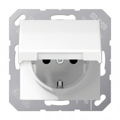 Kontaktligzda SCHUKO, 16 A 250 V ~, skrūvju spailes, ar vāciņu, duroplasts, Serie AS, balts