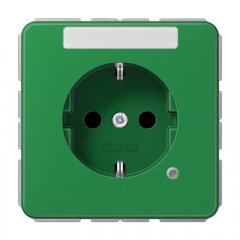 Kontaktligzda SCHUKO, 16 A 250 V ~, ar indikātoru, marķējams, ar bērnu drošību, termoplasts, zaļš