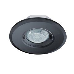 360° ceiling-mounted motion detector, flush mounted, low profile design, approx. range Ø 8 m, remotely controlled, round black