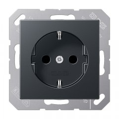 Kontaktligzda SCHUKO, 16 A 250 V ~, termoplasts krāsots, Serie A, anthrazit matt