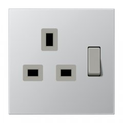 Kontaktligzda pārslēdzama Anglijas standarts, 13 A 250 V ~, skrūvju spailes BS 1363-1, 4 mm2, ar bērnu drošību, Serie LS, alumīnijs