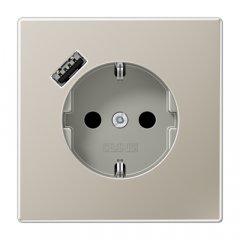 Kontaktligzda SCHUKO 16 A 250 V ~, USB pieslēgvieta 1 x Typ A, ar bērnu drošību, Serie LS, krāsa nerūsējošais tērauds