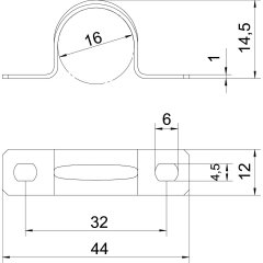 Stiprināšanas skava divpusīga 16mm, St, G