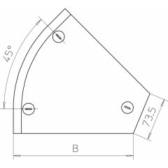 45° pagrieziena vāks ar pagr.sviru, RB 45 100 B100mm, St, FS