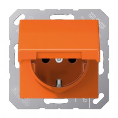Kontaktligzda SCHUKO, 16 A 250 V ~, ar bērnu drošību un vāciņu, termoplasts, Serie AS, orange