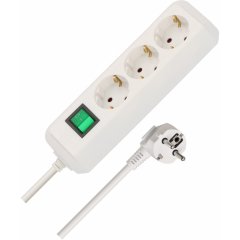 Pagarinātājs elektr. 3viet. a/z (ar slēdzi) (3x1.5mm²) 5m balts